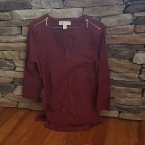 Burgundy zip sleeve top